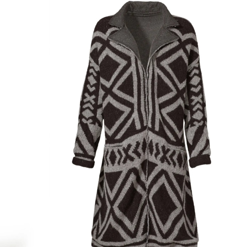 Free People Bold Geo Sweater Coat Pre-Loved EUC